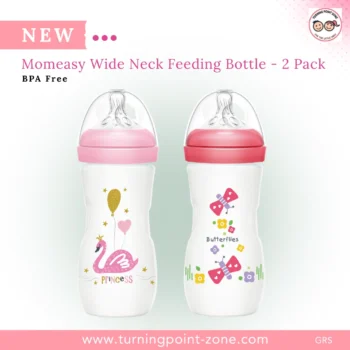 Momeasy 2-Pack Wide-Neck Plastic Feeder - Red Pink