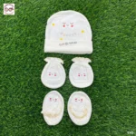 So cute Printed Thailand Newborn Cap set - White
