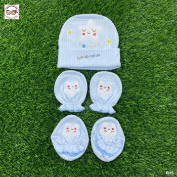 So cute Printed Thailand Newborn Cap set - Blue