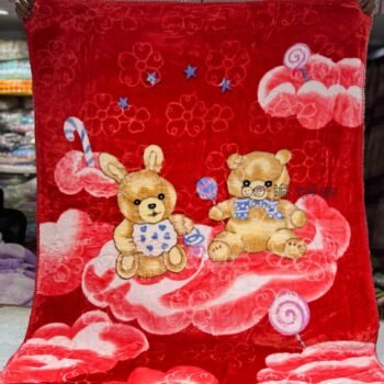 Double Layer Winter Baby Blanket - Red bear