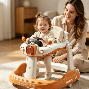 Premium Baby walker, height adjustable, folding,music - Mango