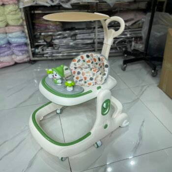 Multifunctional Baby Walker with Feeding Tray & Canopy – Green